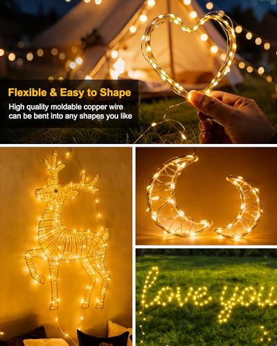 Thumbnail 6 de Tacobey 2 Pack Guirnaldas Luces Exterior Solar, 20M, 200 LED – 8 Modos, Temporizador y Cables de Cobre (Blanco Cálido)