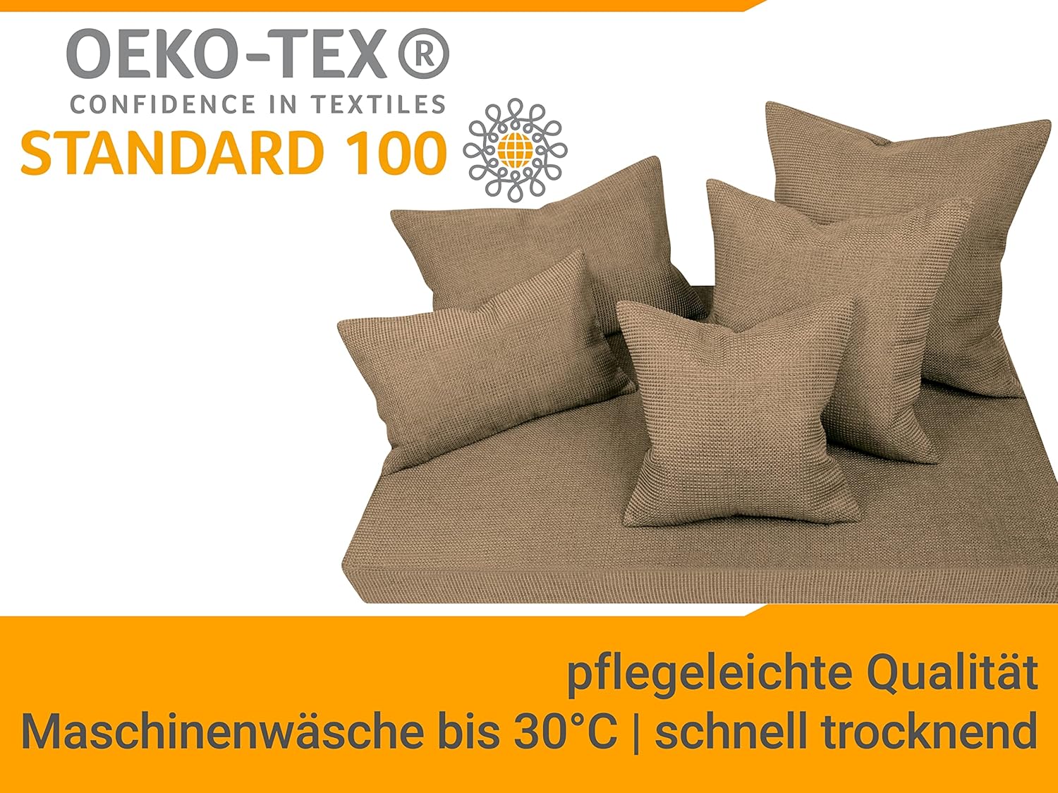 Thumbnail 5 de npluseins Lot de 2 Housse Coussin 50x50 Nougat chiné – Tissage texturé et style raffiné