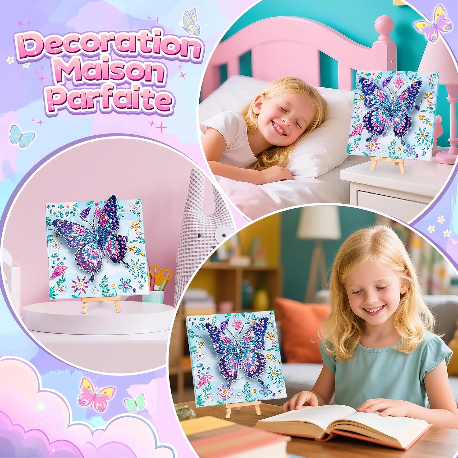 Detalle de Cadeau Diamond Painting Papillon pour Fille — Activité manuelle 6–10 ans