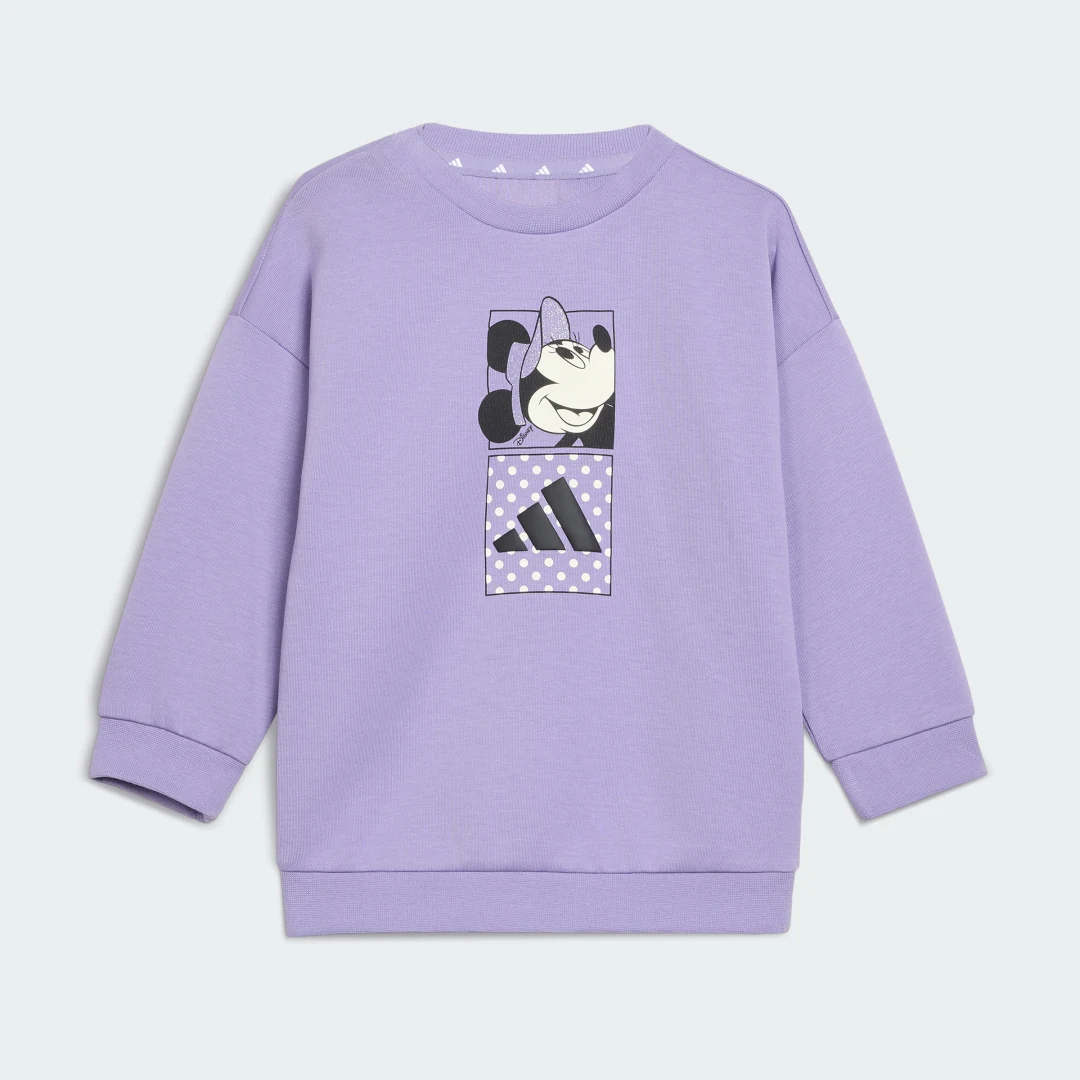 Detalle de Conjunto con Camiseta Adidas Disney Minnie Mouse – color violeta