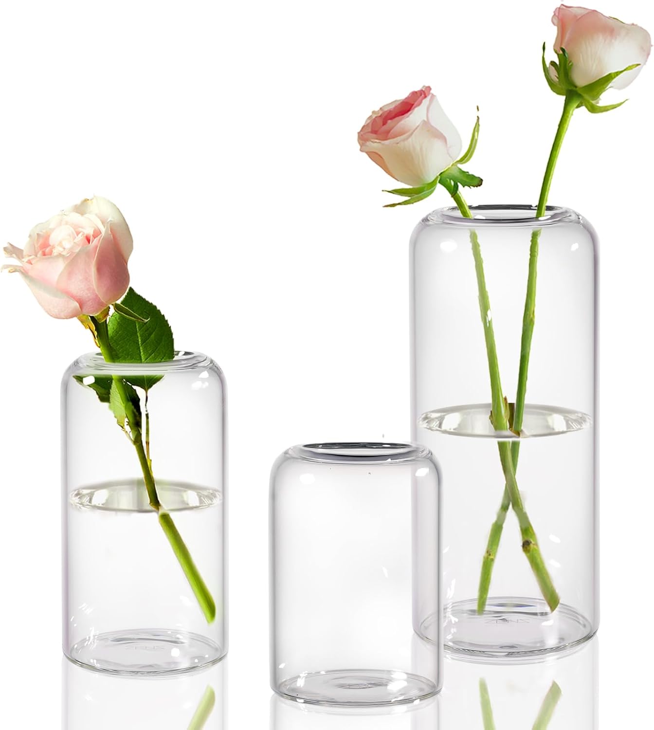 Thumbnail 6 de ZENS Glass Vase Set of 3 – Amber Bud Vases for Table Centrepieces