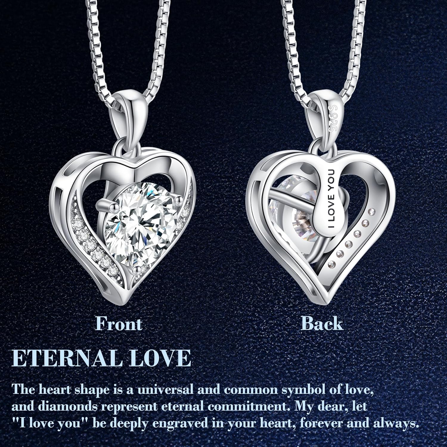 Detalle 2 de DALOJOE 1 Carat Heart Moissanite Necklace đź’Ž