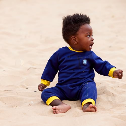 Detalle de Splash About Warm In One Baby Wetsuit (Navy & Yellow, 3-6 Months)