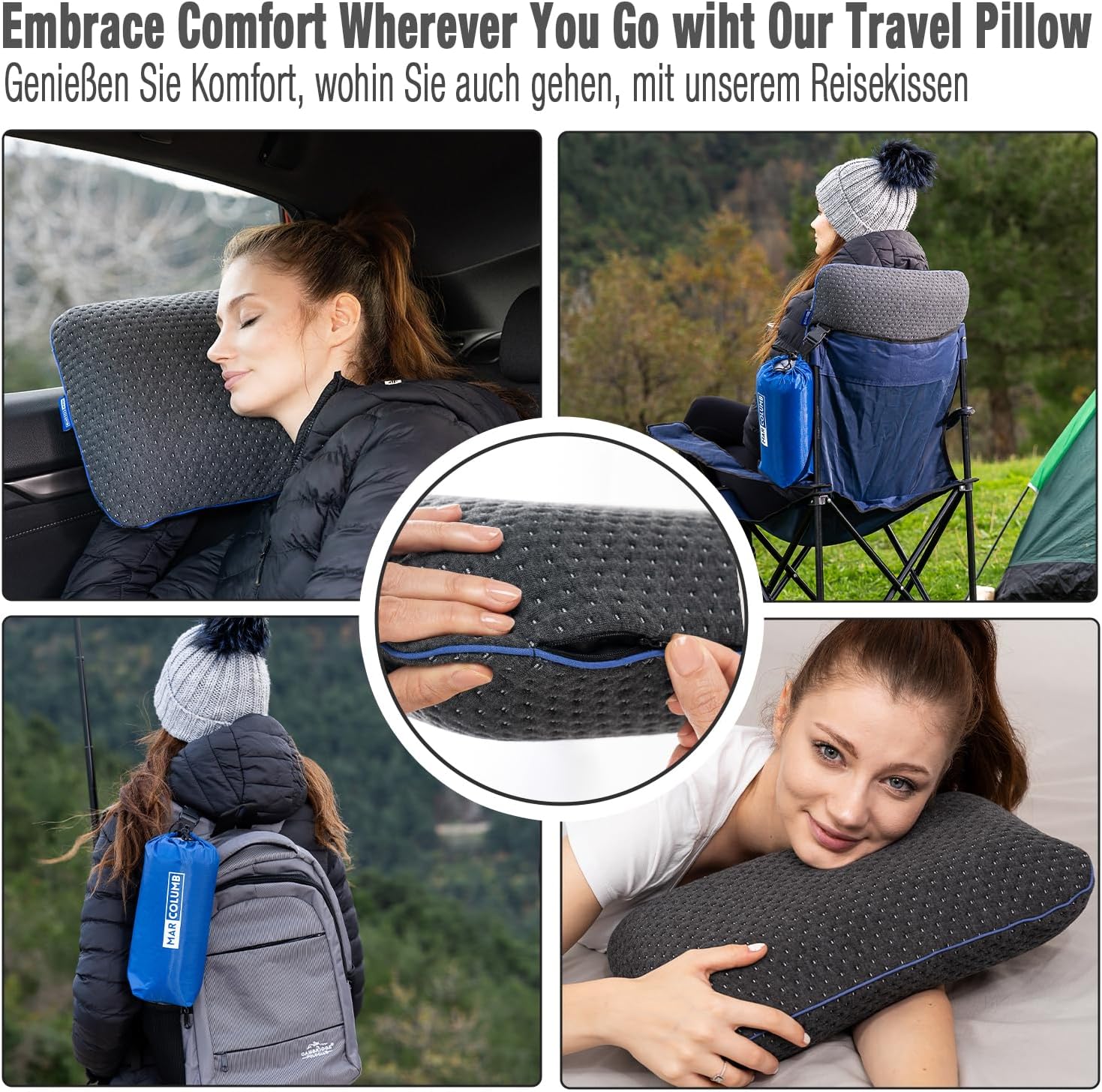 Detalle 2 de Marcolumb Cuscino da viaggio: supporto ergonomico in memory foam con federa termoregolante