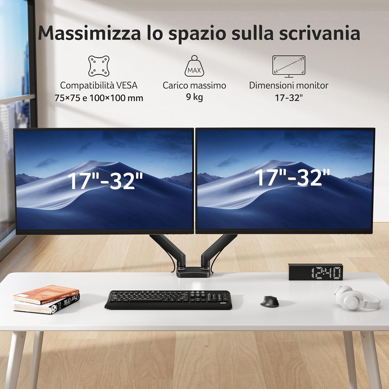 Thumbnail 1 de Acer Braccio Monitor Doppio con Supporto 17-32" a Molla a Gas, altezza regolabile e VESA 75/100