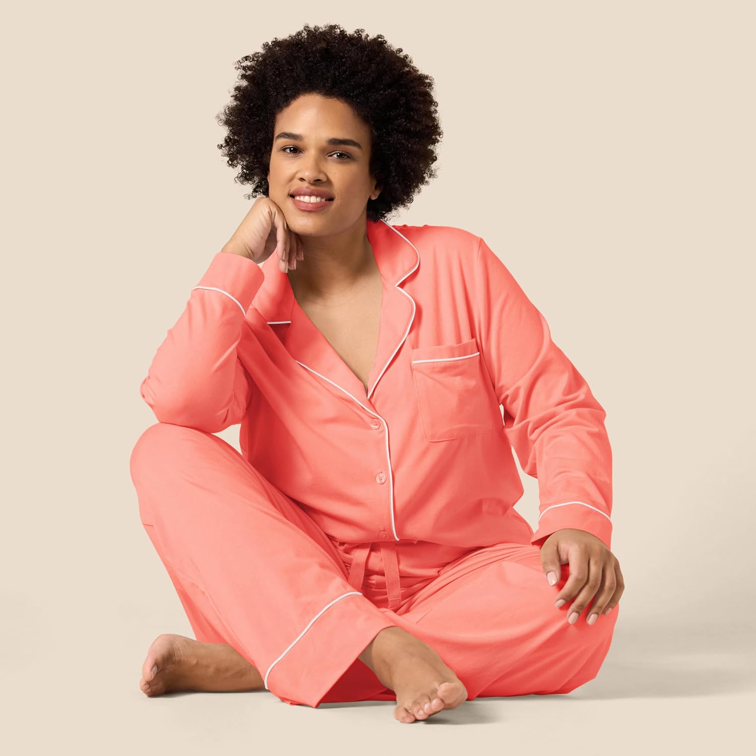 Thumbnail 6 de Amazon Essentials Damen-Schlafanzug-Set Baumwollmodal: langärmeliges Hemd & lange Hose