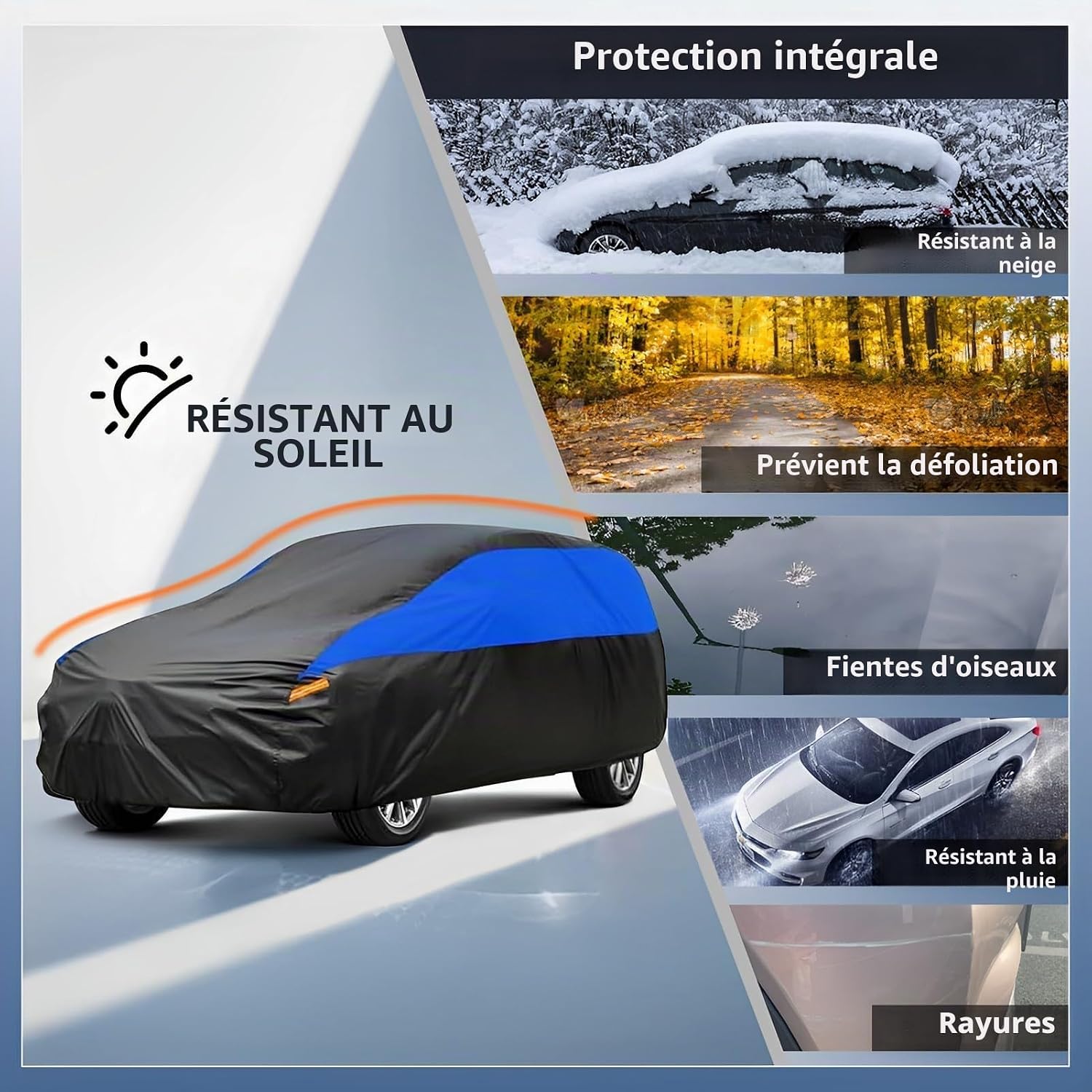 Detalle de Gunhyi Bâche Voiture Extérieure Respirante et Étanche (415–450 cm) – Protection tout temps