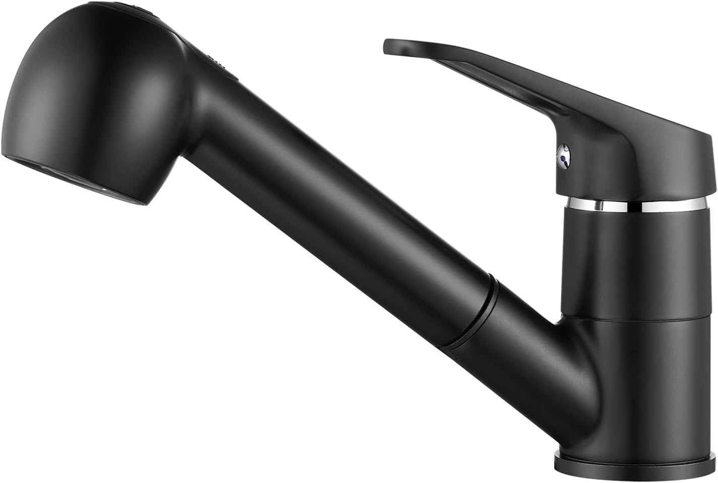 Detalle de AuraLum Rubinetto cucina doccetta estraibile nero moderno, monocomando girevole 360° con 2 getti