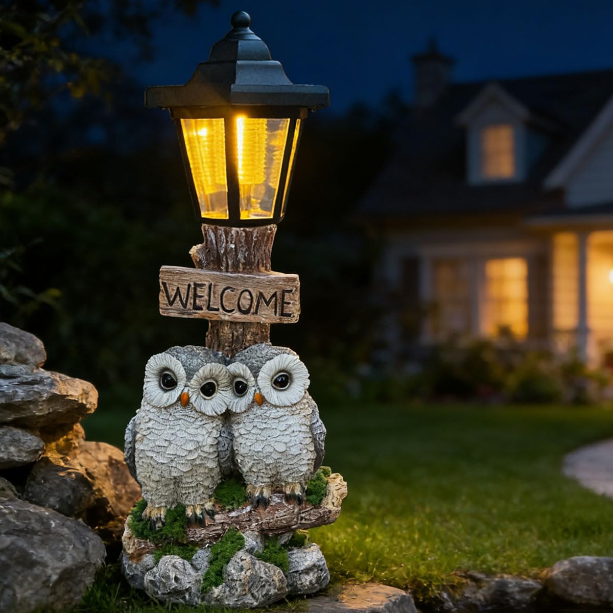 Detalle de Solar Owl Garden Statue, 40 cm