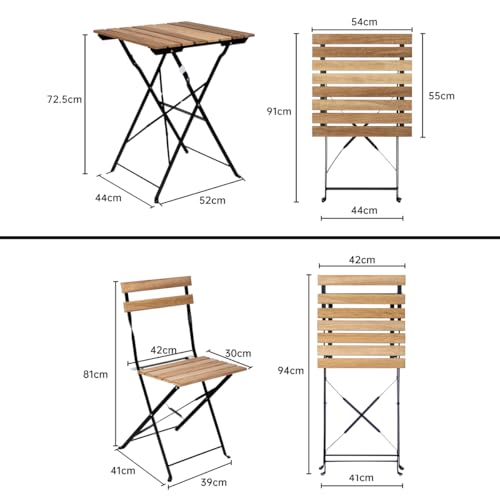 Thumbnail 7 de T-LOVENDO.ES Set retro de 3 muebles de exterior (mesa y 2 sillas) plegables de acero y madera
