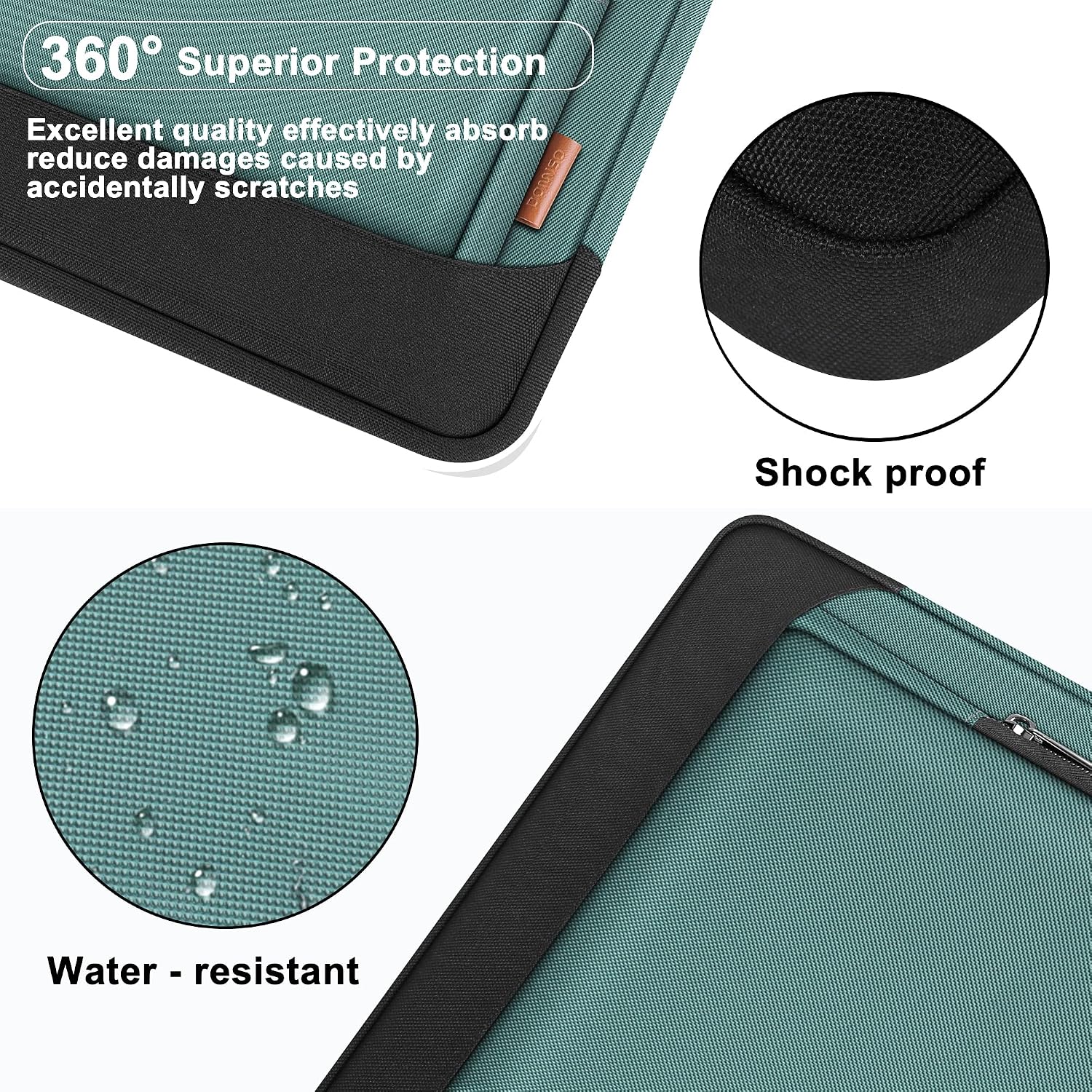 Detalle 2 de DOMISO 15-15.6 Inch Laptop Shoulder Bag Sleeve Case with Strap – Green