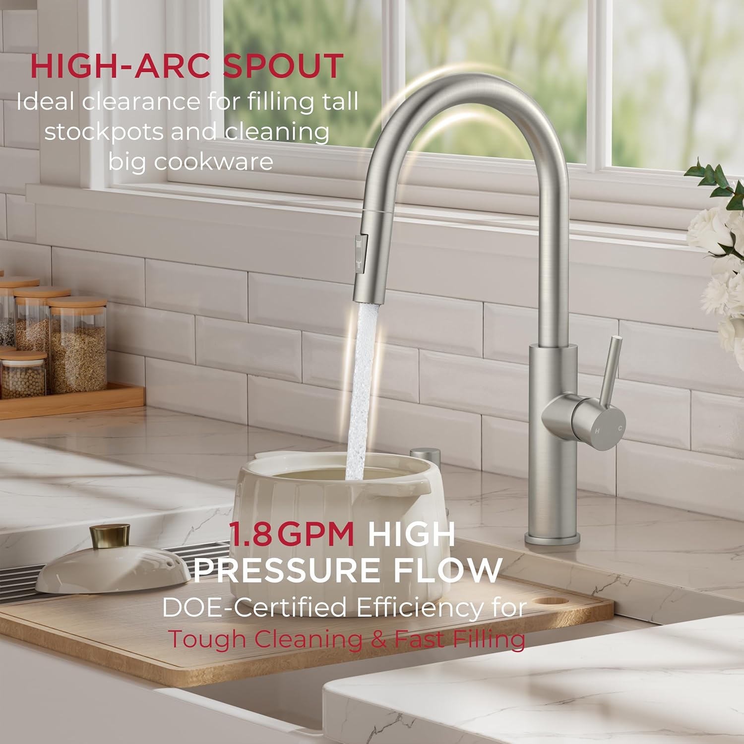 Thumbnail 4 de FORIOUS Kitchen Faucet, Brushed Nickel
