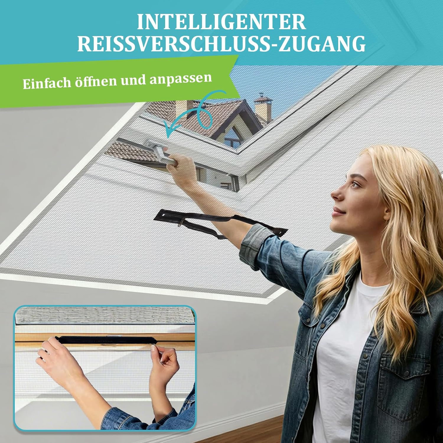 Thumbnail 2 de Apalus Dachfenster Fliegengitter – Zuschneidbares Mückennetz für Klappfenster, ohne Bohren