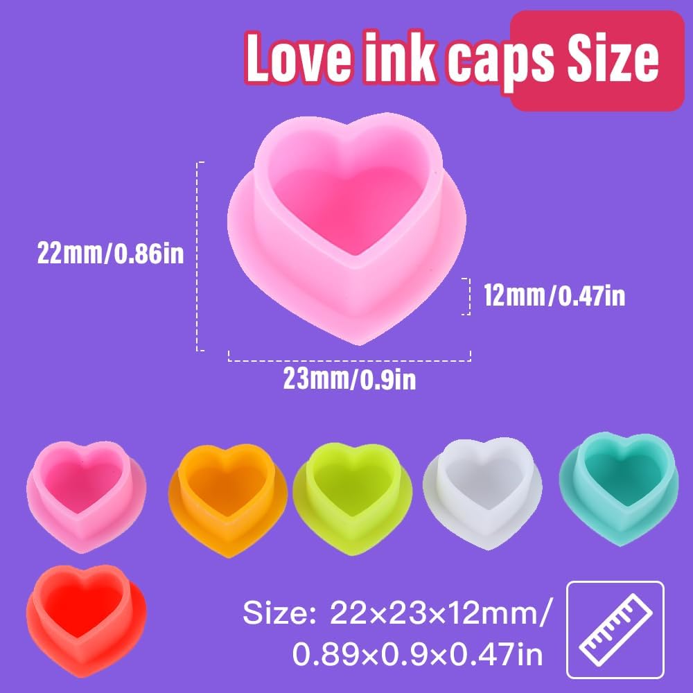 Detalle de Tattoo Ink Cup Heart-Shaped Silicone Cup (200 Mix) – Durable, Reusable, Handy for Tattoo, Eyebrow, Lip Colour and Nail Art