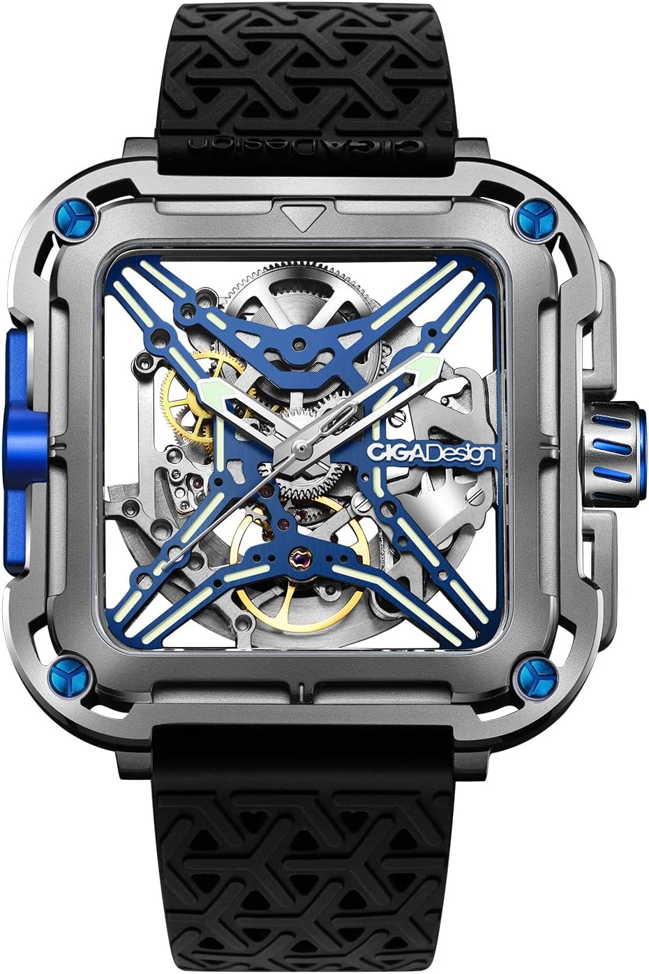 Detalle de CIGA Design X Series Orologio Automatico Meccanico Uomo – Orologio Scheletrato con Vetro Zaffiro e Design SUV