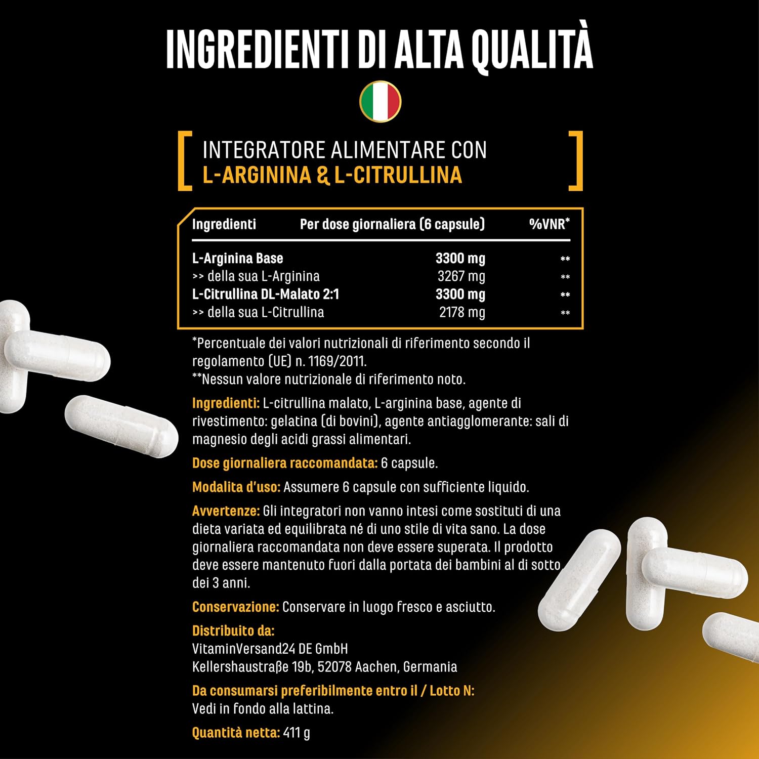 Thumbnail 4 de L-arginina + L-citrullina Ultra Caps ad alto dosaggio — 320 capsule da 1100 mg