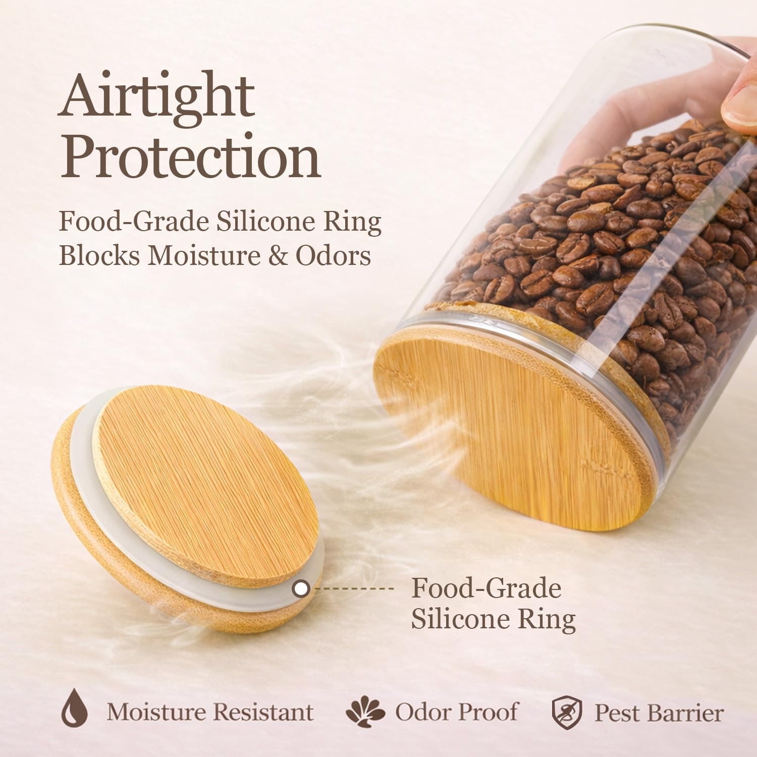 Thumbnail 5 de ComSaf Glass Storage Containers with Lids (0.6qt/1qt/1.5qt) Set of 6 — Airtight Pantry Glass Jars