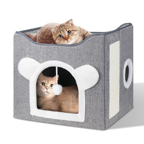 Furjoy Niche pour chat pliable avec 2 coussins