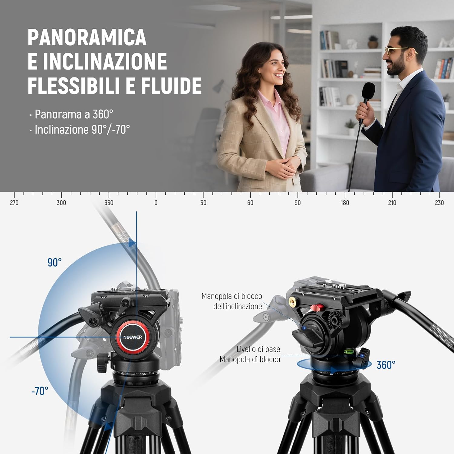 Thumbnail 4 de NEEWER TP73 treppiede video 6kg compatibile DSLR