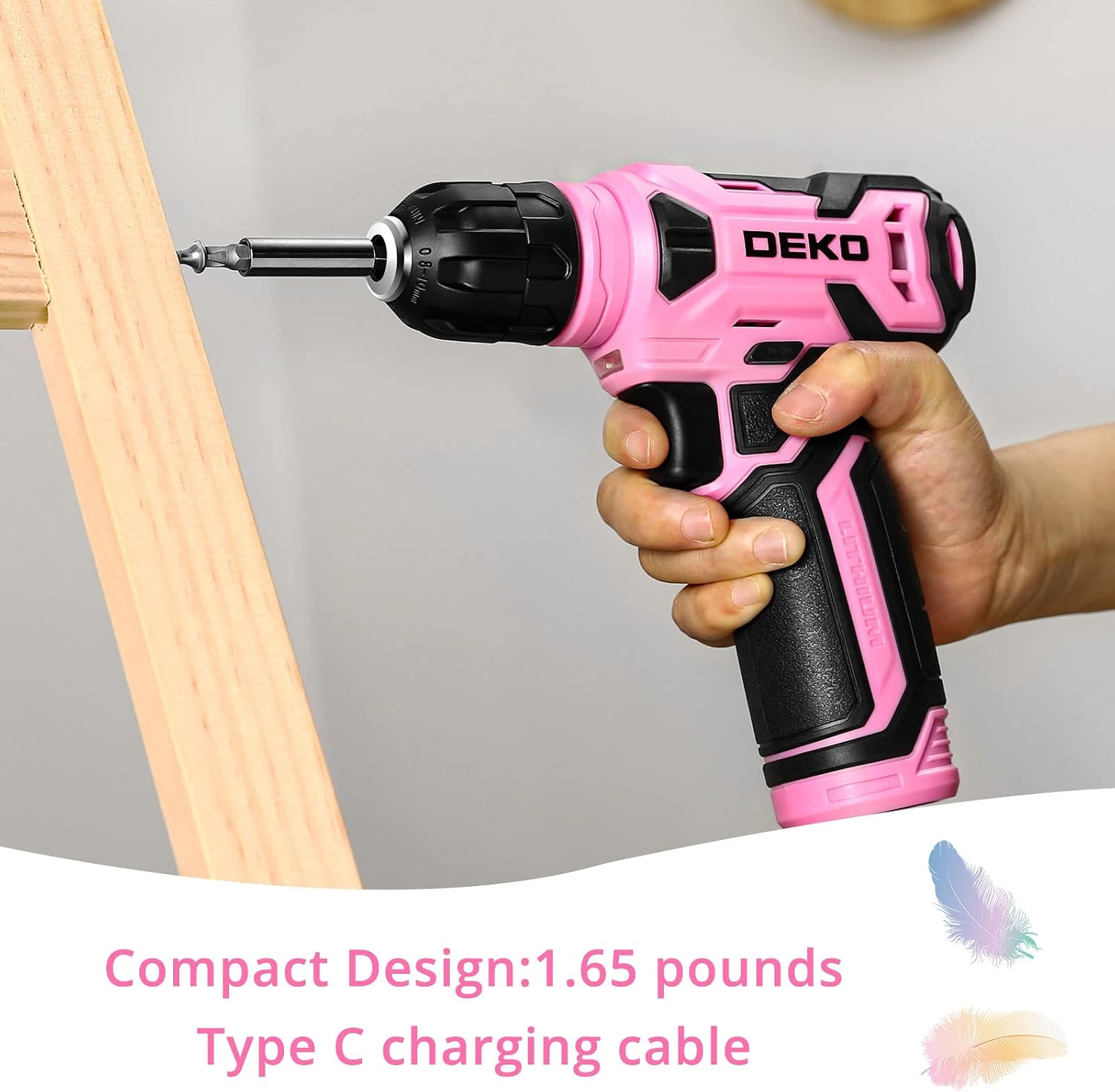 Detalle de DEKOPRO DKCD08XL02-S2-EU-P 8V Cordless Drill with 3/8-Inch Chuck