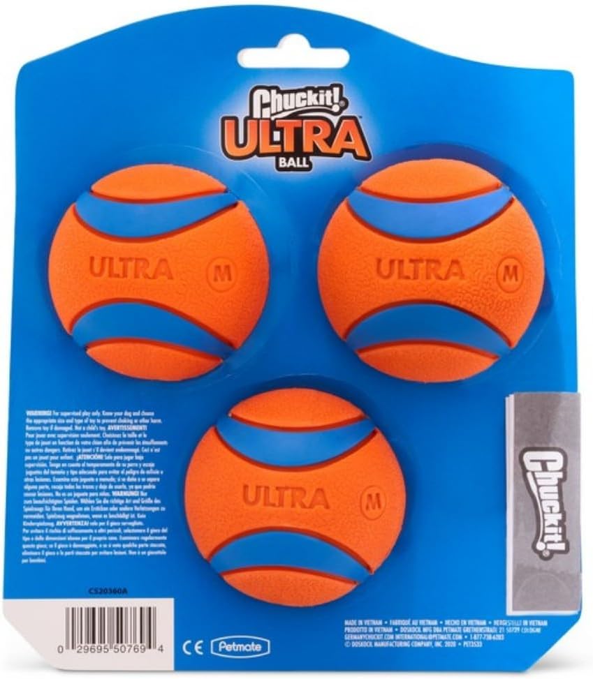 Detalle de Chuckit! Ultra Ball – Durable High Bounce Rubber Dog Toy (Medium, 6.5 cm) – Pack of 3