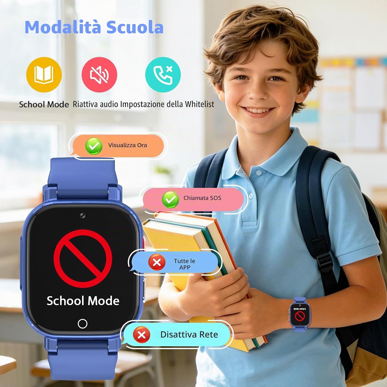 Thumbnail 5 de Smartwatch Bambini 4G con Videochiamata e GPS (Navy) – Regalo ideale per bambini dai 4 ai 12 anni