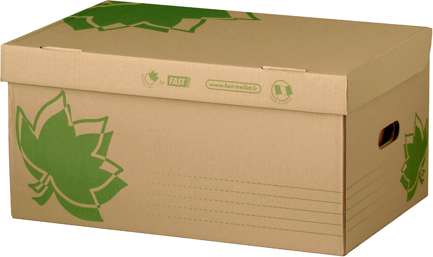Detalle 2 de Fast Nature Line Caisse à Documents en Carton 52 x 35 x 26 cm + 6 Boîtes Archives Dos 80 mm – Kraft Écru, FSC