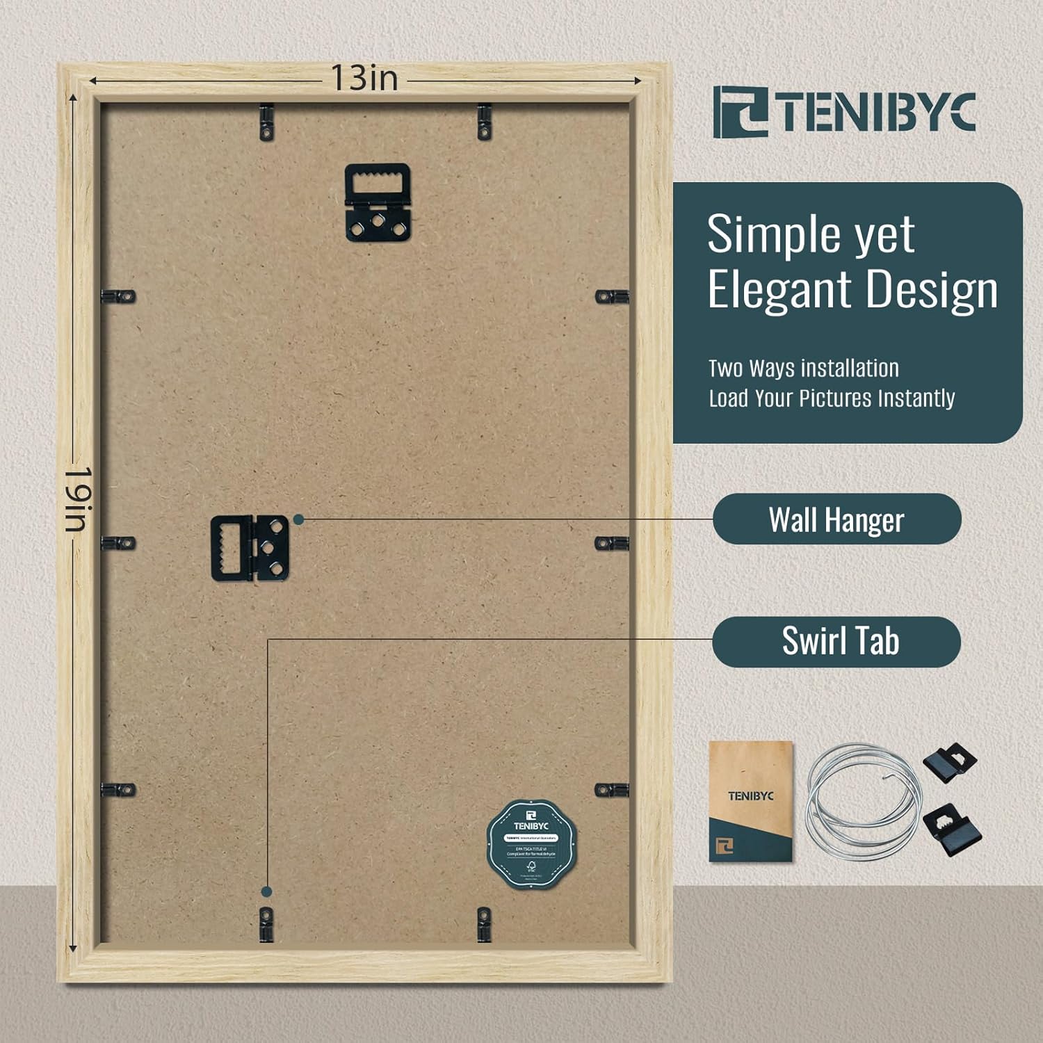 Detalle de TENIBYC 13x19 Picture Frames Set - 3 Pack in Natural Oak