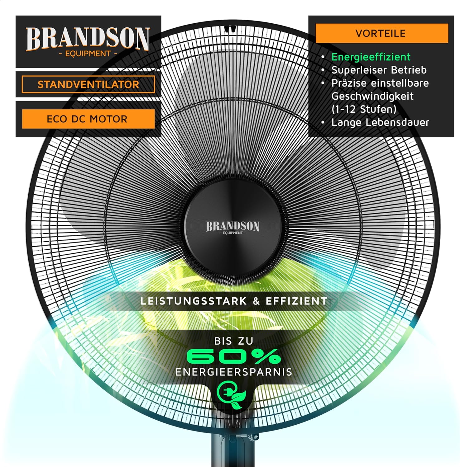 Thumbnail 2 de Brandson DC Standventilator Energiesparend ECO – leise, flexibel und effizient