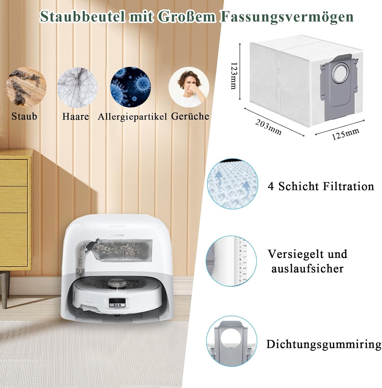 Thumbnail 3 de Bibemorol Zubehör Ersatzteil-Set für Roborock Qrevo Curve/Edge – Hauptbürsten, Filter, Beutel, Pads und mehr