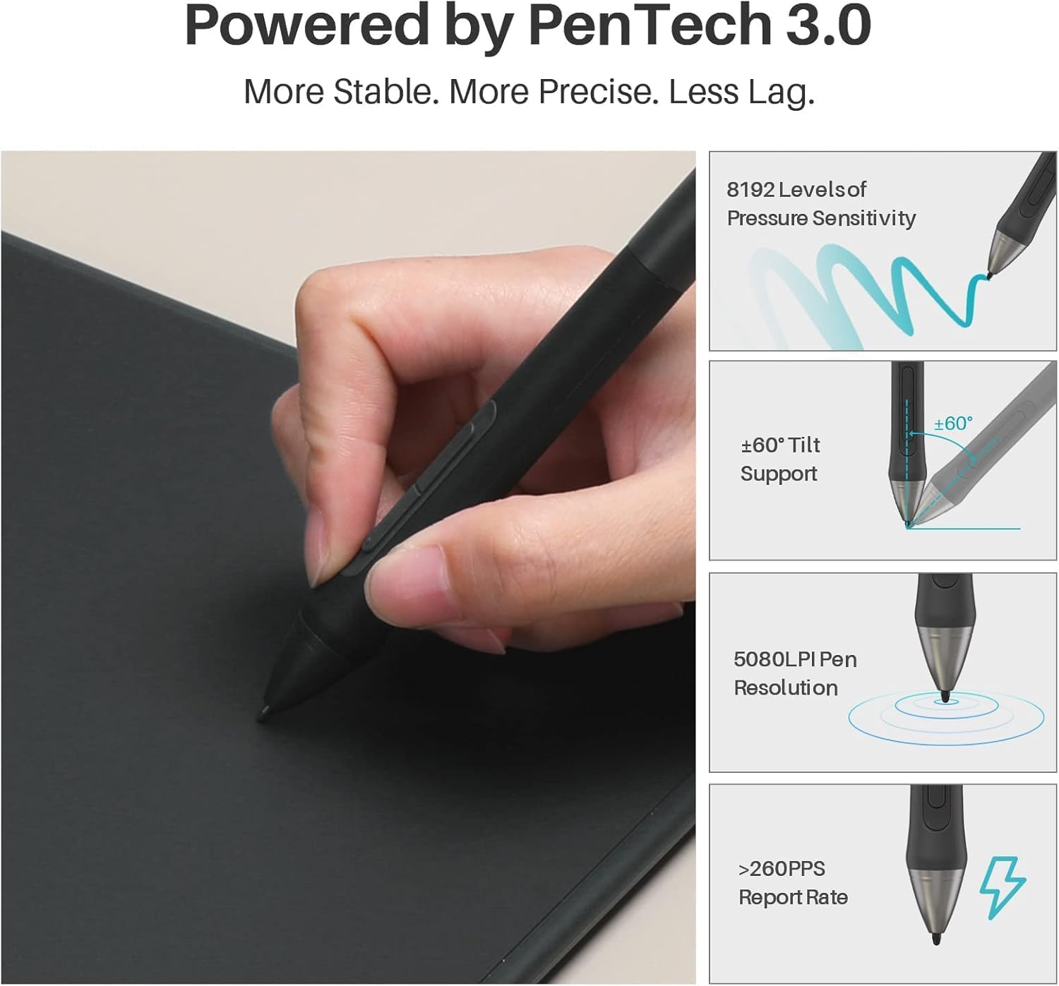 Thumbnail 4 de HUION Inspiroy 2 M graphics tablet with PW110 pen, 8 shortcut keys and custom scroll (Black)