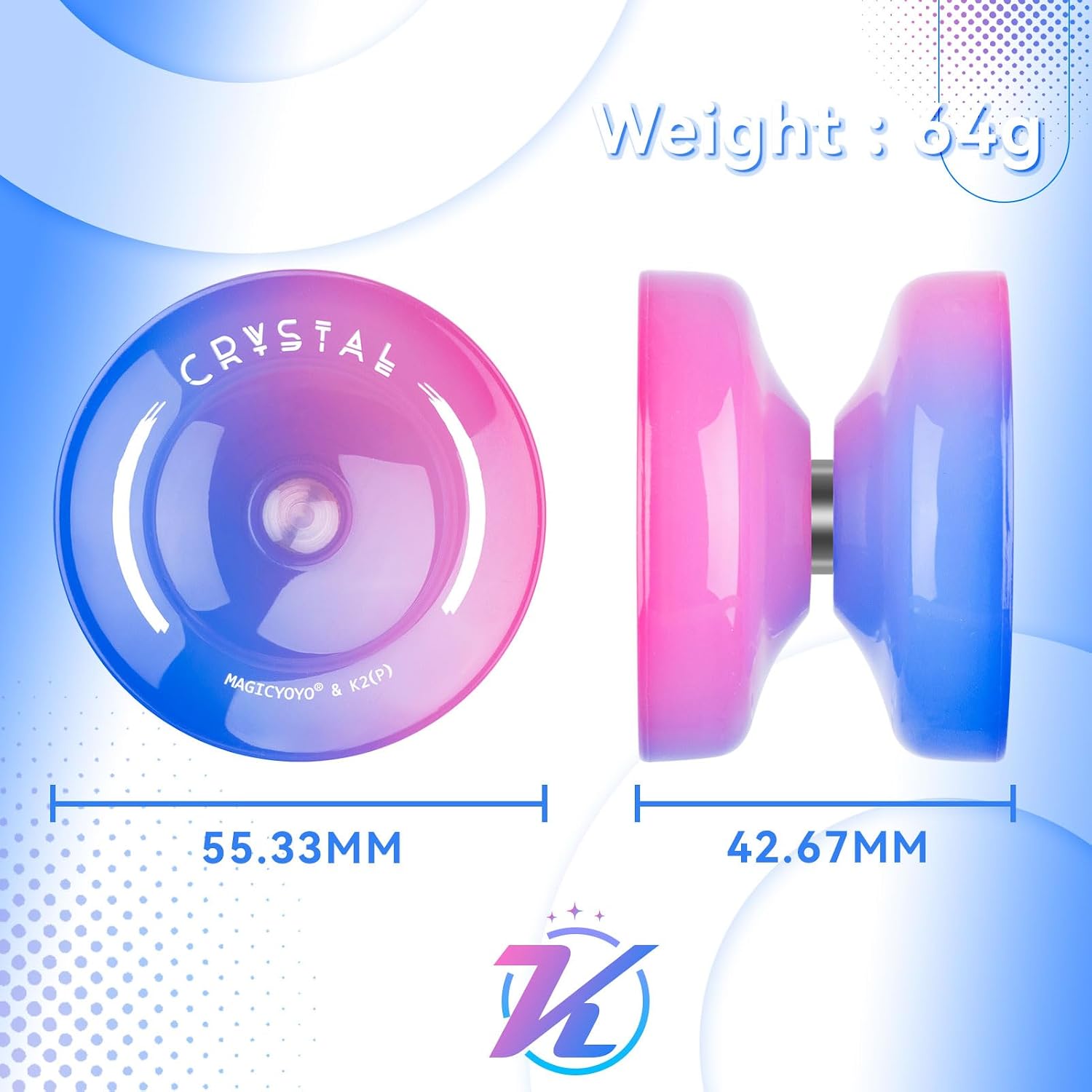 Detalle de MAGICYOYO K2 Crystal Yo-Yo, Dual-Mode Plastic Beginner Model, Blue-Pink