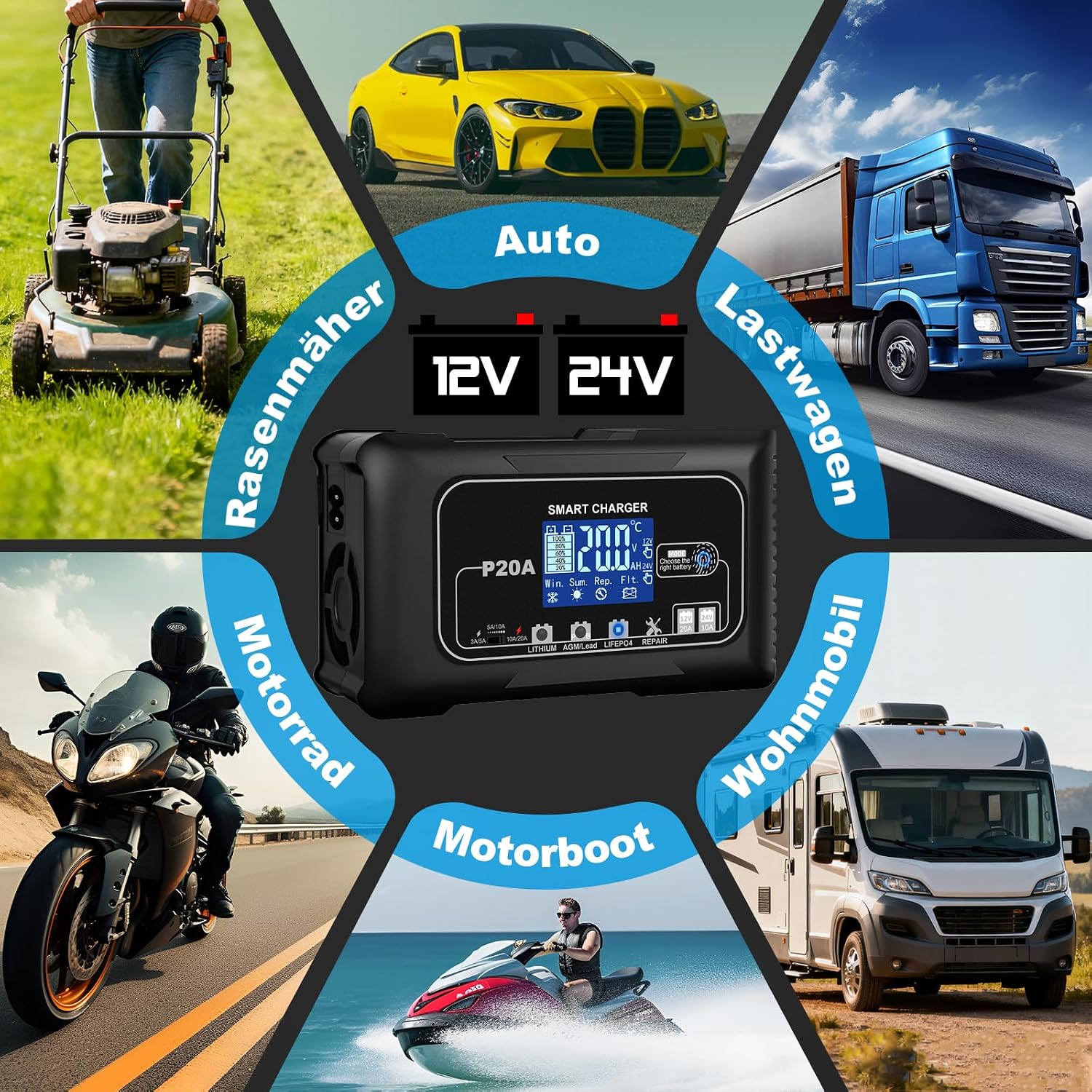 Thumbnail 5 de 20A Autobatterie Ladegerät 12V/24V