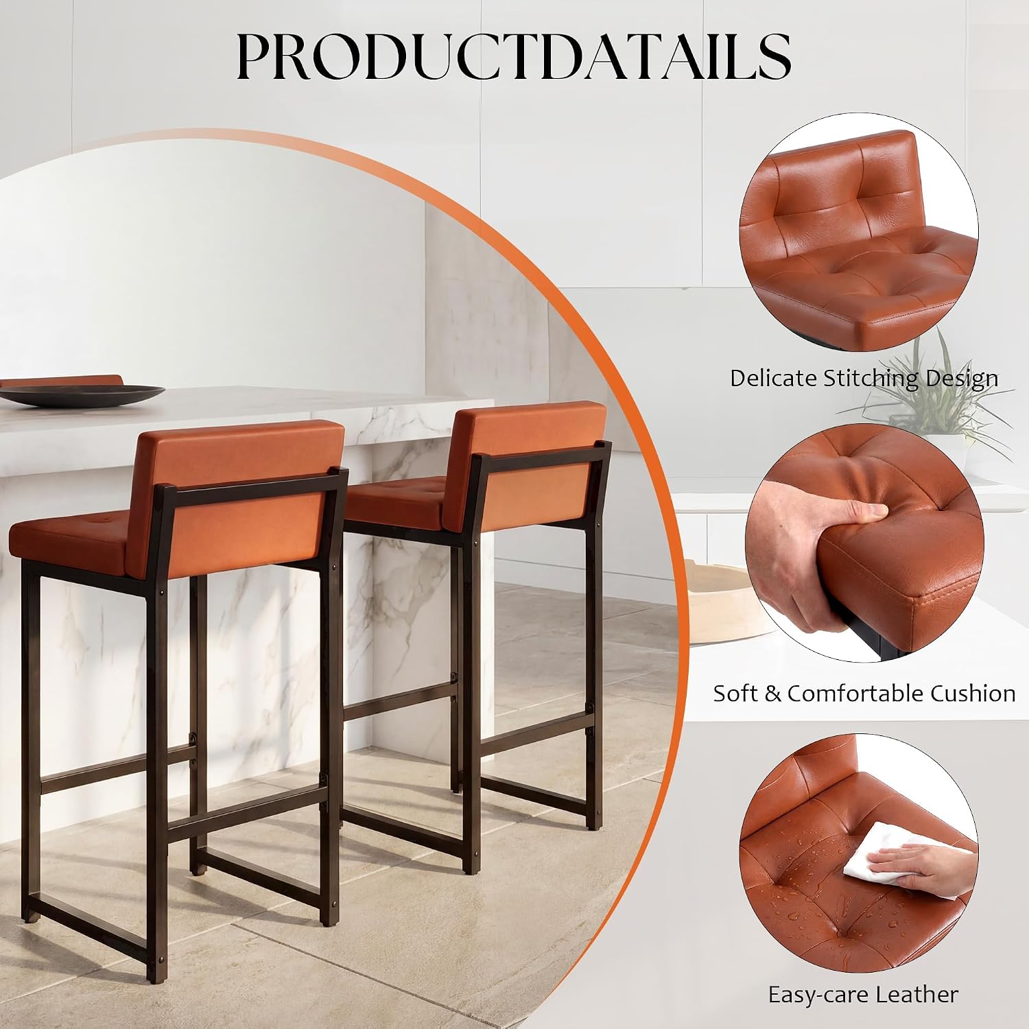 Detalle 2 de Juoerce Bar Stools, Faux Leather