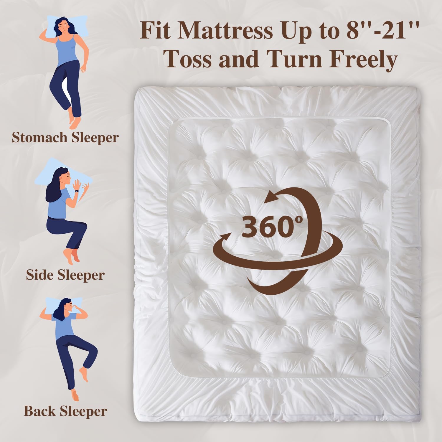 Thumbnail 5 de WhatsBedding Memory Foam Mattress Topper, King