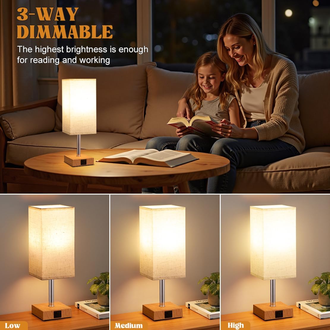 Thumbnail 2 de Aooshine Bedside Lamp with USB A+C ports