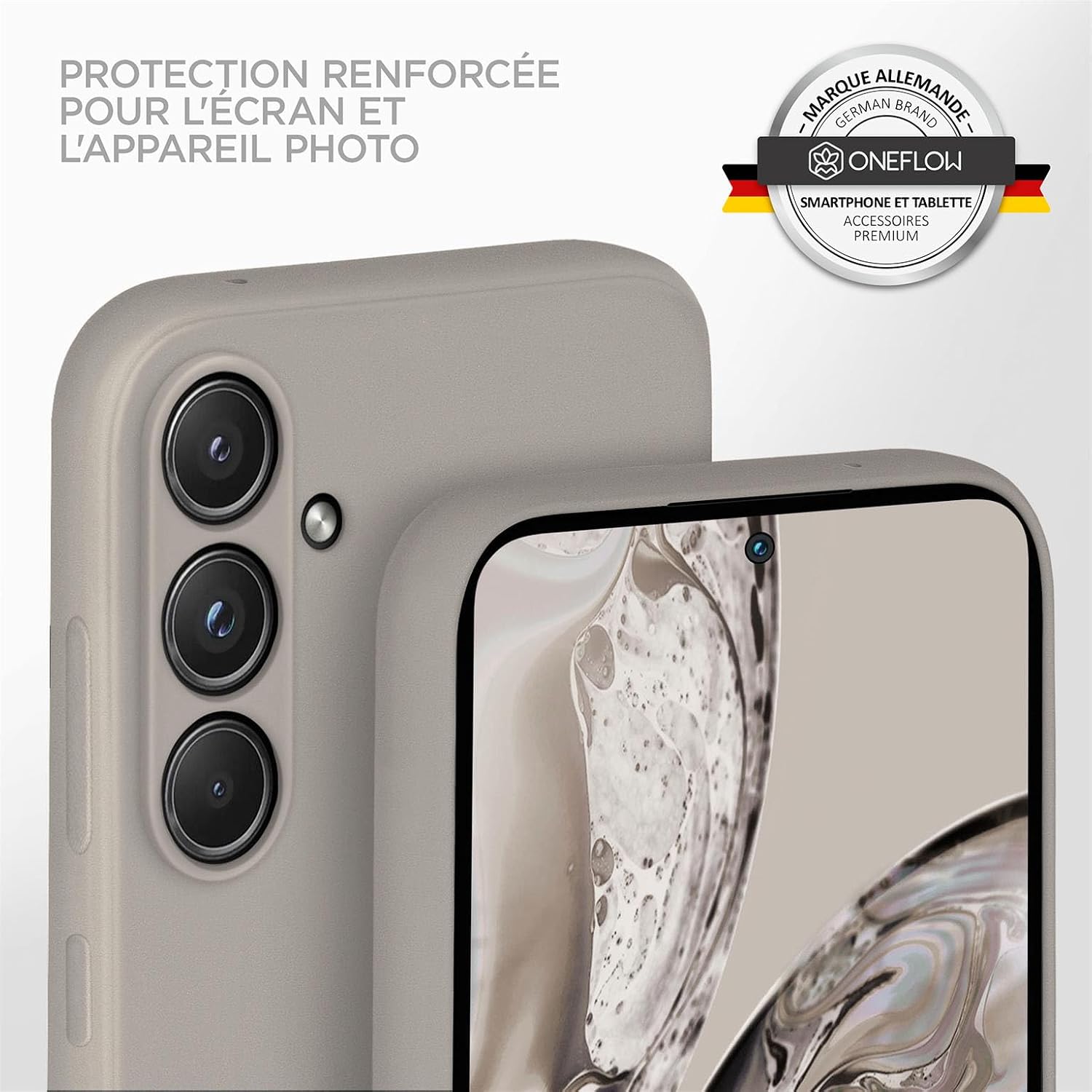 Thumbnail 3 de ONEFLOW Coque de protection souple pour Samsung Galaxy A55 5G – Silicone taupe avec protection appareil photo et écran