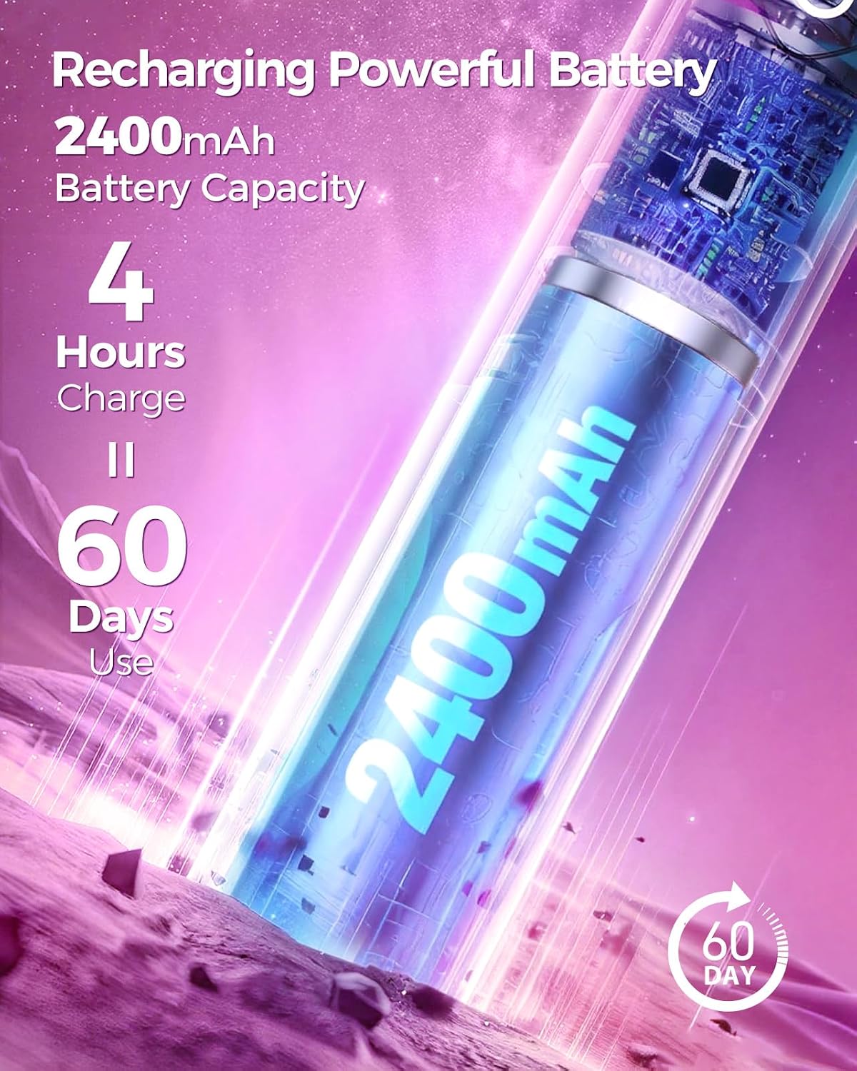 Thumbnail 5 de Rotating Electric Toothbrush for Adults with 8 Brush Heads and Wireless Charging – Pink
