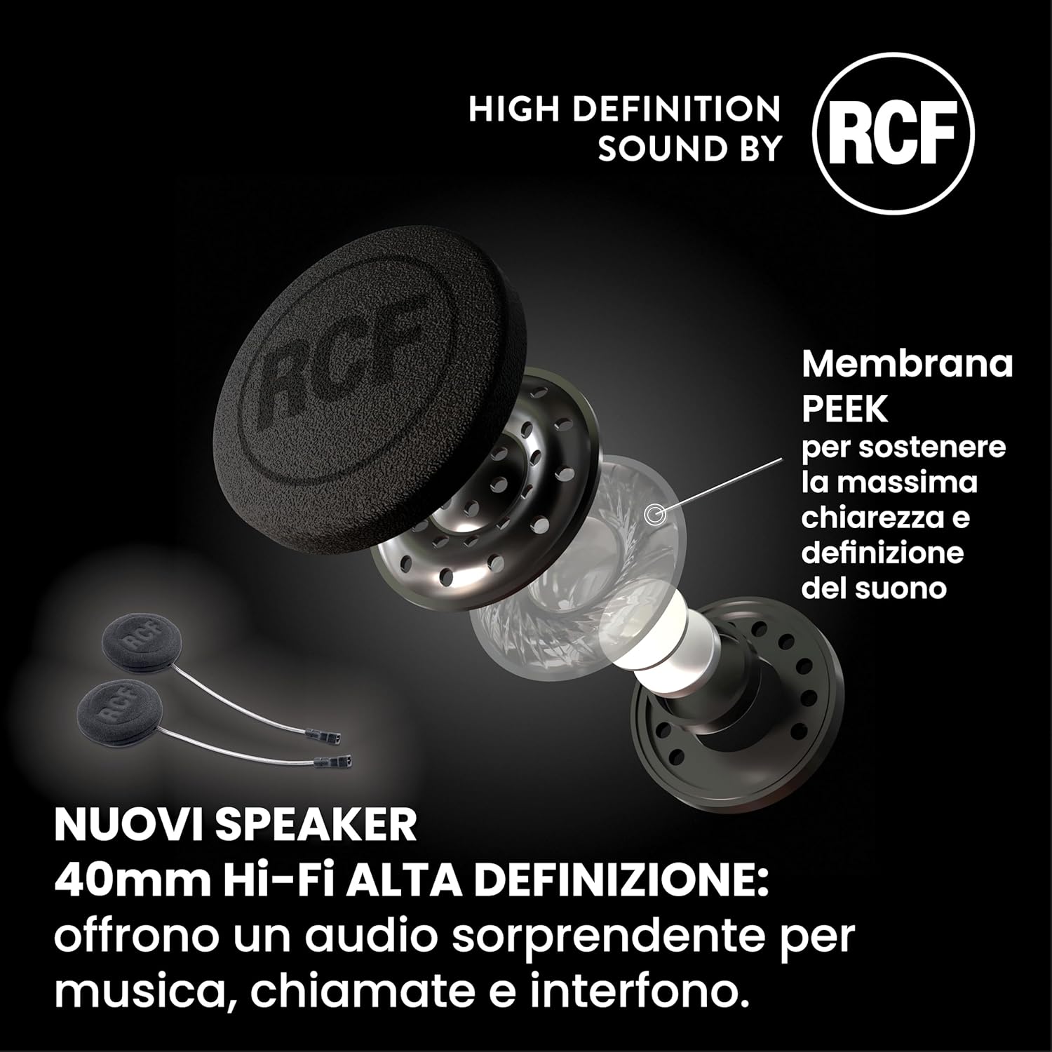 Detalle de Midland R1 Mesh interfono moto Bluetooth + Mesh waterproof IPX6 con auricolari singoli e audio RCF
