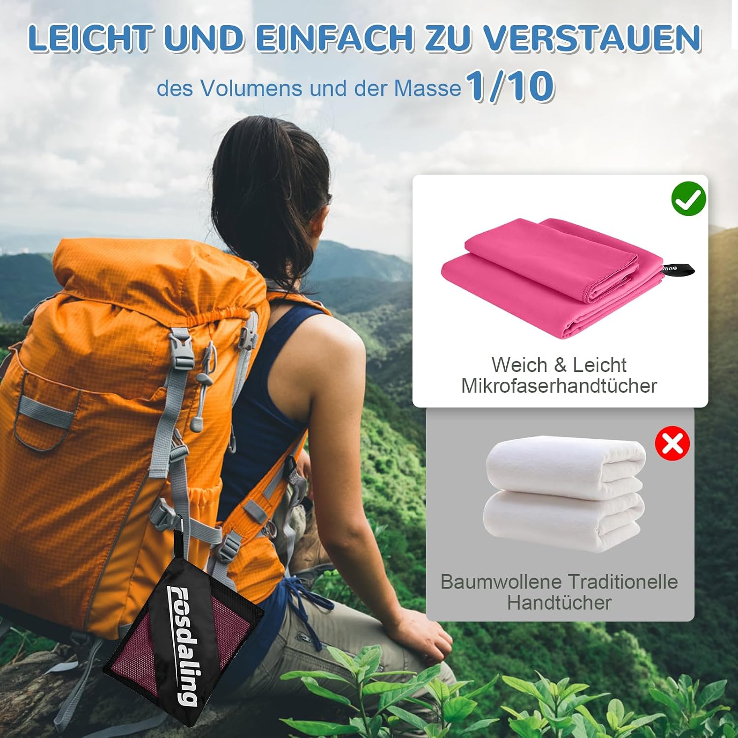 Thumbnail 4 de Mikrofaser Handtücher 3er Set 160×80 cm