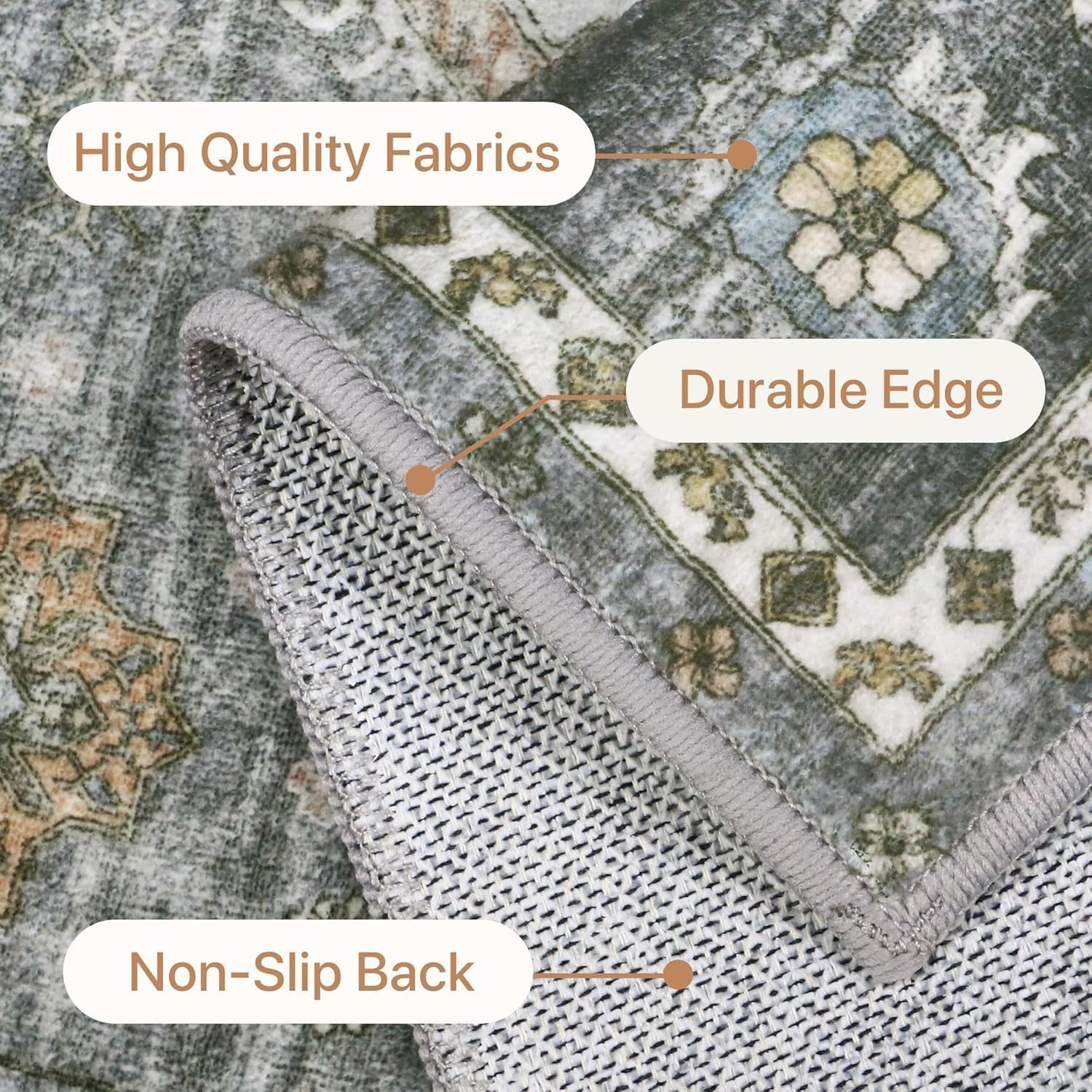 Thumbnail 3 de GENIMO Washable Rug 200x290cm – extra large non-slip floral carpet for living rooms and home offices