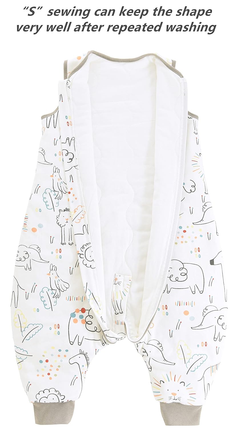 Detalle de Chilsuessy Baby Schlafsack mit Füßen 2,5 Tog Ganzjahr Happy Zoo (70 cm, Baby-Höhe 80–90 cm)