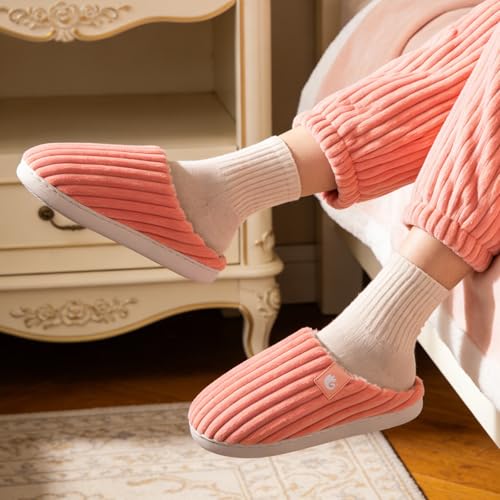 Detalle de Guyarns Chaussons d'hiver pour femmes et hommes - Confort enveloppant en mousse à mémoire de forme (Orange, EU 44/45)