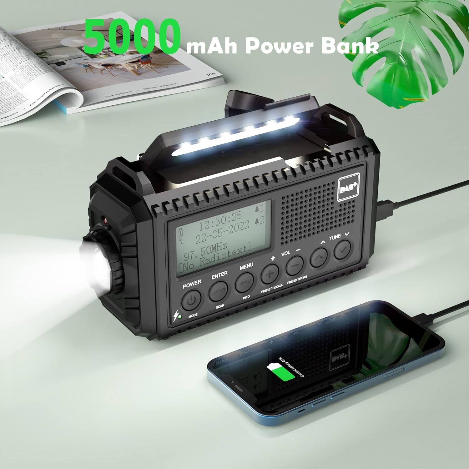 Detalle 2 de Mesqool CR1009ProDAB Radio solaire 5000mAh