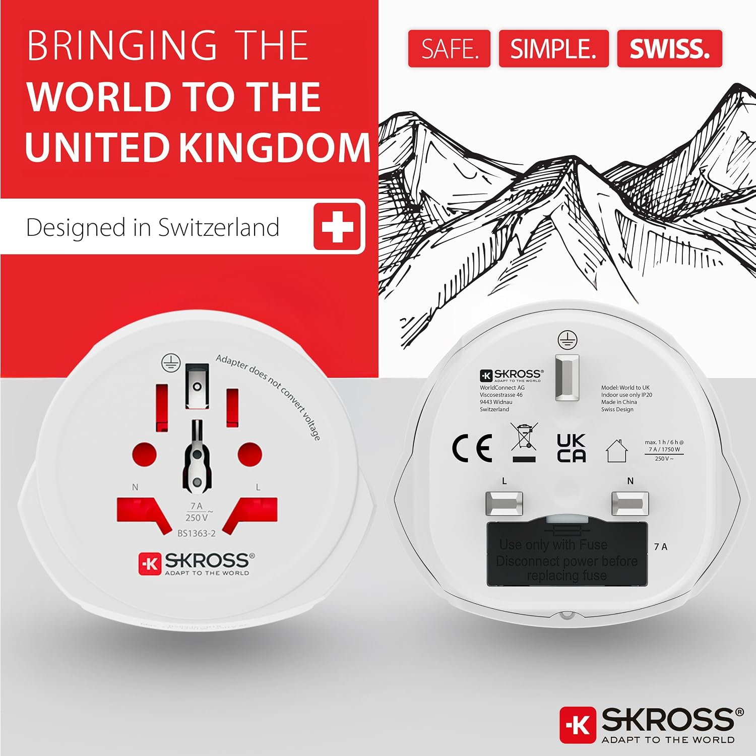 Detalle 2 de Skross 1.500225-E adaptateur UK 1750W 🔌