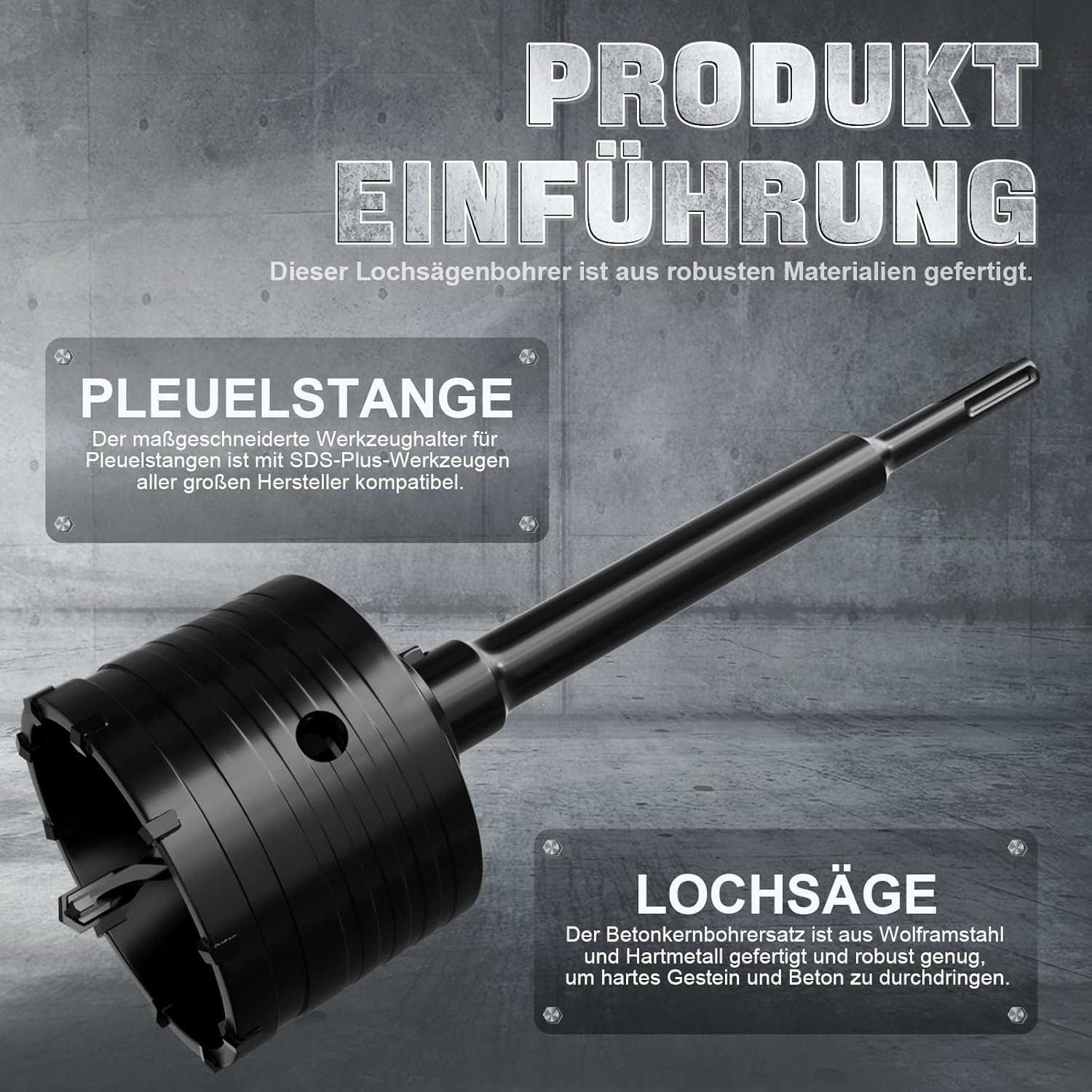 Thumbnail 4 de METOTY 75mm SDS Plus Bohrkrone Hohl Lochsäge mit Adapter 220 mm – für Mauerwerk, Ziegel, Beton