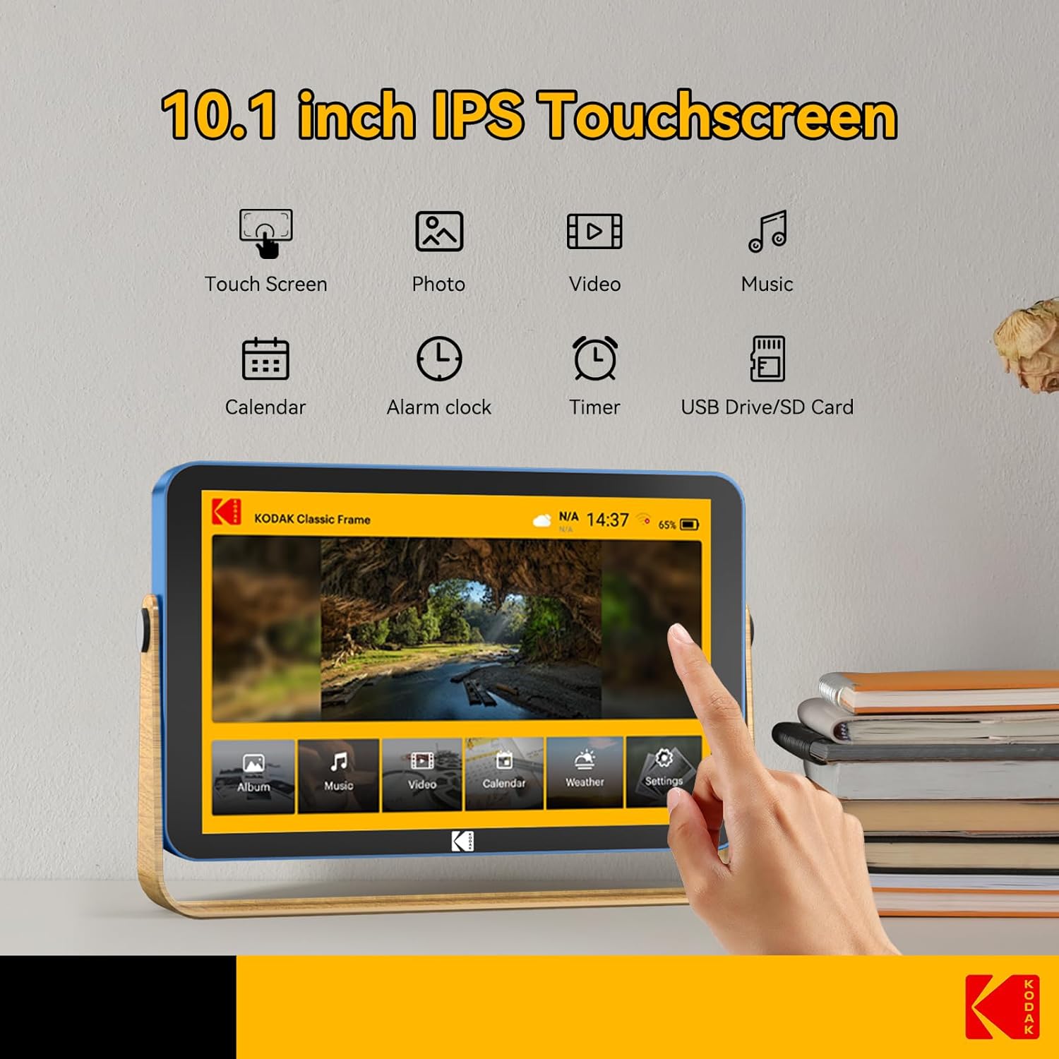 Detalle de KODAK Cadre photo numérique WiFi 10 pouces IPS HD avec batterie 4000 mAh et 32 Go