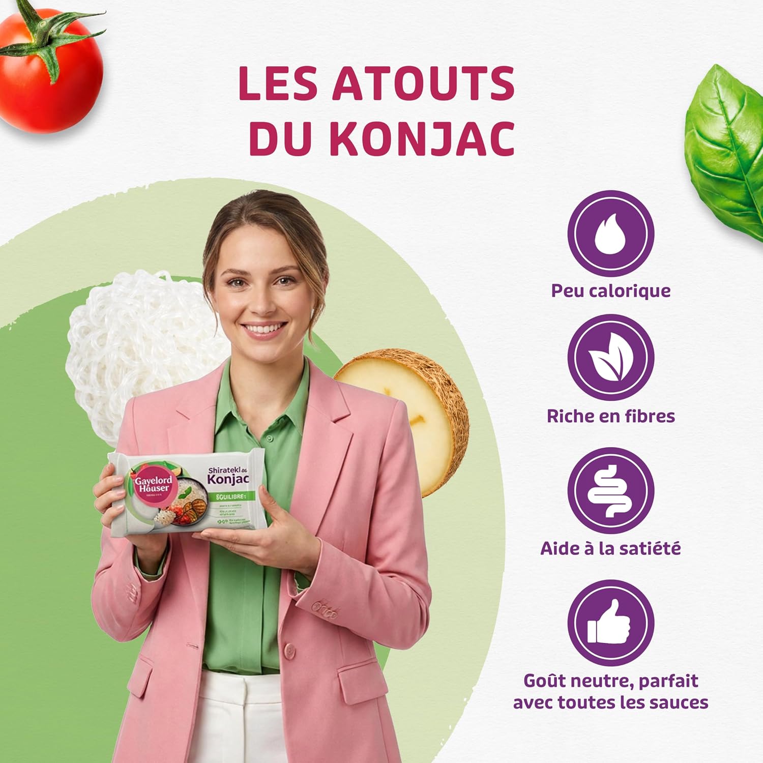 Detalle de GAYELORD HAUSER Konjac Shirataki Nature - Sans Rinçage, Prêt à l’emploi, 10 paquets de 160 g