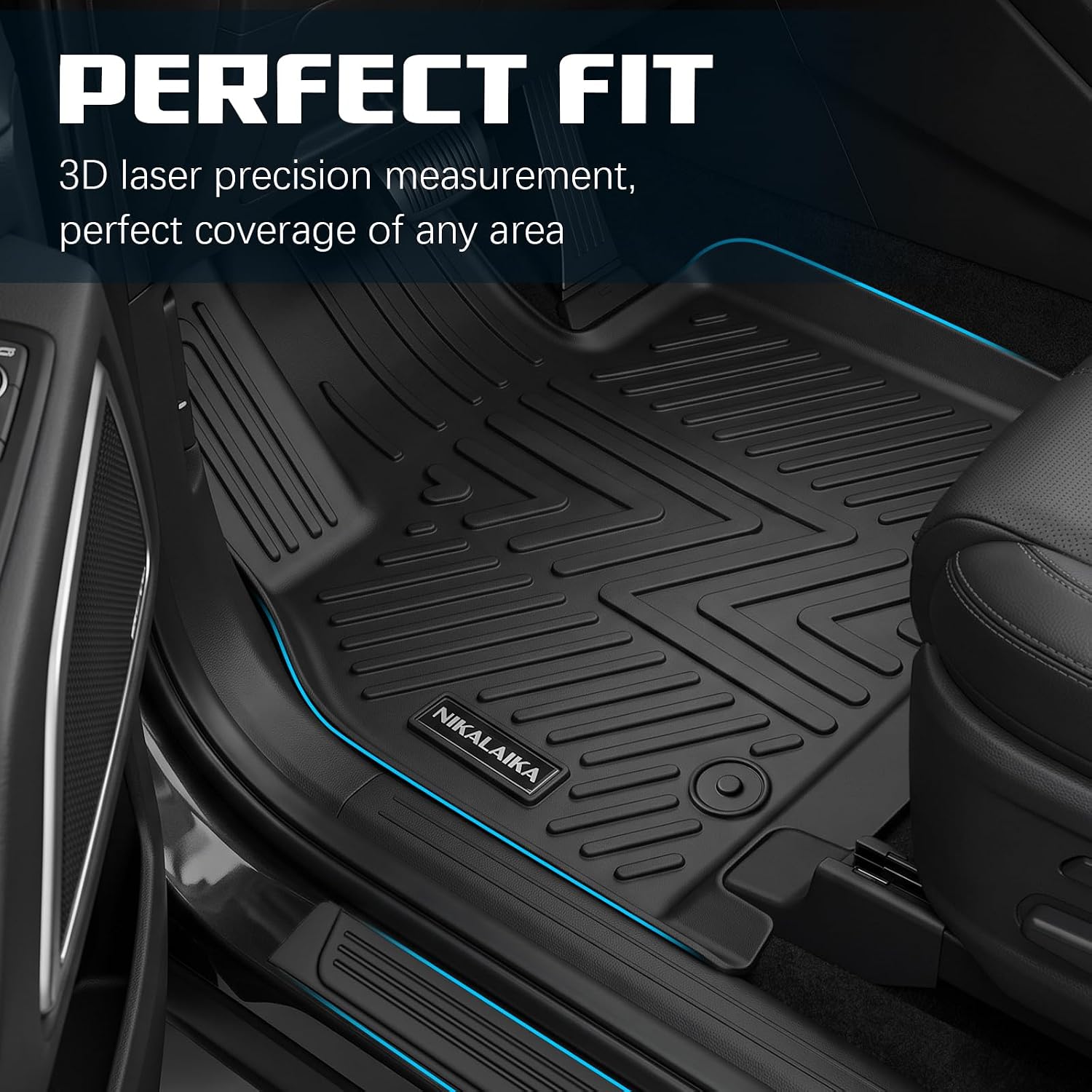 Detalle 2 de NIKALAIKA Kia Telluride Custom Floor Mats, 2020–2025, 6-Piece TPE Set
