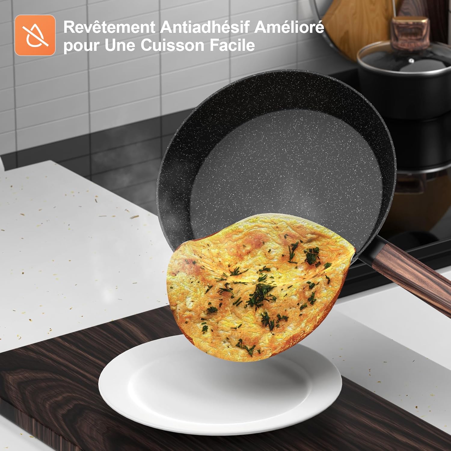 Detalle 2 de Batterie de Cuisine 11 pièces induction antiadhésive ⚙